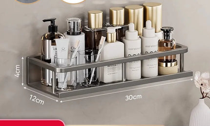 Raft de Baie, Fără Găurire – Organizator din Aluminiu pentru Șampon și Accesorii (30/40/50CM)