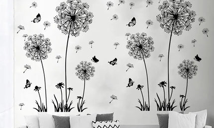 Stickere pentru Perete cu Păpădie Neagră - Decor pentru Living, Dormitor, Articole de Decorațiuni pentru Casă