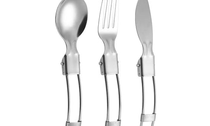 Set Tacâmuri Pliabile din Oțel Inoxidabil – 3 Piese pentru Camping și Călătorii