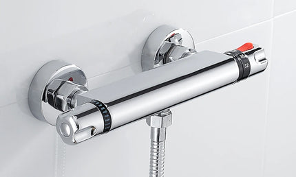 Set Baterie Termostatică pentru Duș – Mixer Apă Caldă și Rece cu Montaj pe Perete