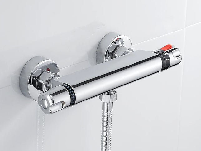 Set Baterie Termostatică pentru Duș – Mixer Apă Caldă și Rece cu Montaj pe Perete