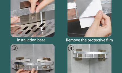 Raft suspendat pentru Baie, Fără Găurire - Organizator Elegant din Aluminiu