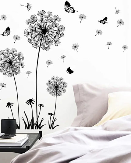 Stickere pentru Perete cu Păpădie Neagră - Decor pentru Living, Dormitor, Articole de Decorațiuni pentru Casă