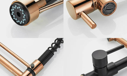 Baterie de bucătărie cu duș extractibil – design arc înalt, monocomandă