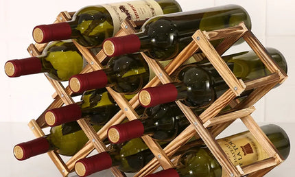 Suport din lemn pentru depozitare sticle de vin -  pentru 6/10 Sticle