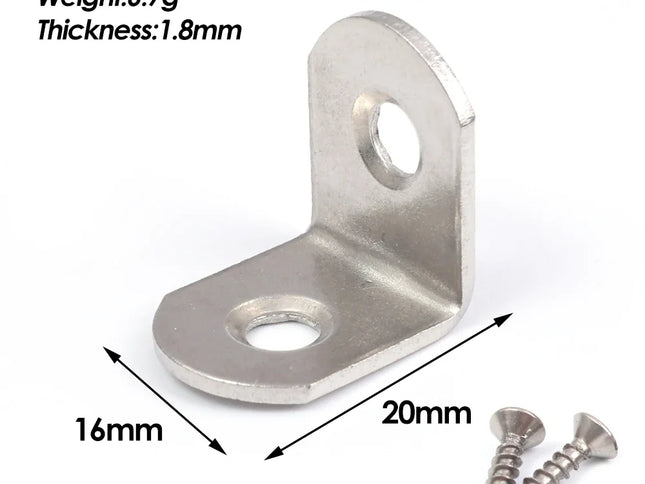 Suporturi unghiulare din oțel inoxidabil 90° cu șuruburi: colțare L pentru fixarea mobilierului, rafturilor și dulapurilor