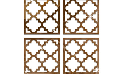 Set de 4 Autocolante Oglinzi 3D în Formă de Floare, Autoadezive, pentru Decorarea Mobilierului și Peretilor