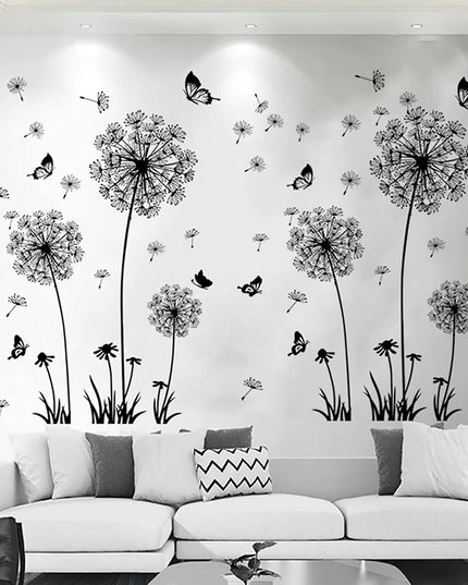 Stickere pentru Perete cu Păpădie Neagră - Decor pentru Living, Dormitor, Articole de Decorațiuni pentru Casă