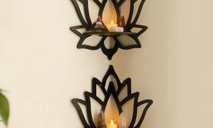 Raft de Perete Flotant Lotus – Decor Modern din Lemn pentru Casă