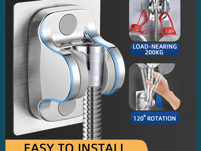 Suport Universal pentru Pălărie de Duș – Montare Fără Găurire, Unghi Ajustabil, Rezistent la Apă