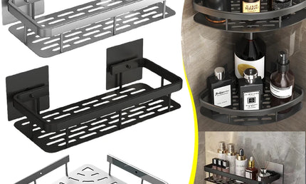 Raft suspendat pentru Baie, Fără Găurire - Organizator Elegant din Aluminiu