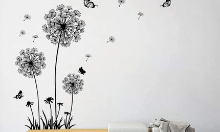 Stickere pentru Perete cu Păpădie Neagră - Decor pentru Living, Dormitor, Articole de Decorațiuni pentru Casă
