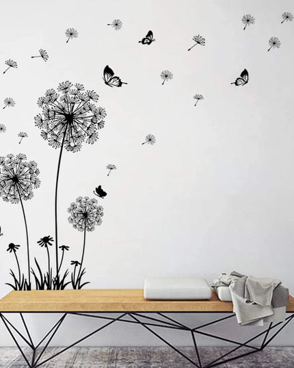 Stickere pentru Perete cu Păpădie Neagră - Decor pentru Living, Dormitor, Articole de Decorațiuni pentru Casă