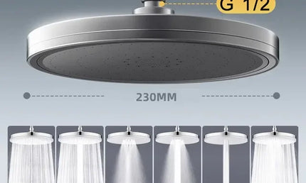 Cap de Duș Tip Ploaie – 6 Moduri, Presiune Mare, Panou de 230mm, Finisaj Cromat