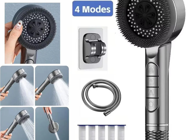 Pălărie de Duș cu 4 Moduri – Presiune Mare, Economisire Apă, Funcție Masaj, Filtru Integrat