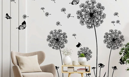 Stickere pentru Perete cu Păpădie Neagră - Decor pentru Living, Dormitor, Articole de Decorațiuni pentru Casă
