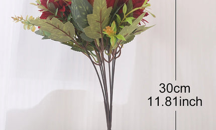 Buchet Decorativ cu Flori Artificiale de Toamnă - Trandafiri, Hortensii și Margarete