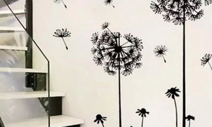 Stickere pentru Perete cu Păpădie Neagră - Decor pentru Living, Dormitor, Articole de Decorațiuni pentru Casă