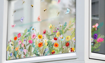 Sticker Decorativ de Perete cu Fluturi și Flori – Ideal pentru Living, Dormitor și Decorarea Fundalului