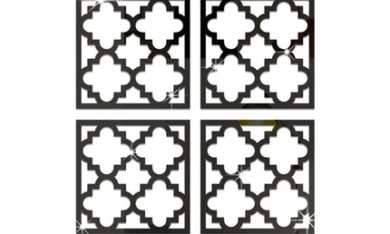Set de 4 Autocolante Oglinzi 3D în Formă de Floare, Autoadezive, pentru Decorarea Mobilierului și Peretilor