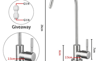 Robinet Filtrant pentru Bucătărie ULA 1/4” – Apă Potabilă Directă, Oțel Inoxidabil