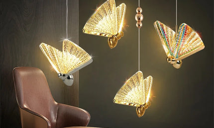 Lustră LED Fluture Nordic – Lampă Suspendată Modernă pentru Dormitor, Living și Bucătărie
