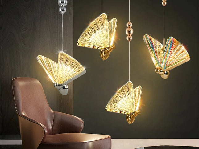 Lustră LED Fluture Nordic – Lampă Suspendată Modernă pentru Dormitor, Living și Bucătărie