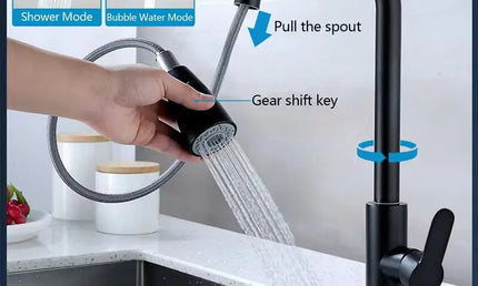 Baterie Bucătărie din Oțel Inoxidabil – Mixer cu Duza Retractabilă și Rotație 360°