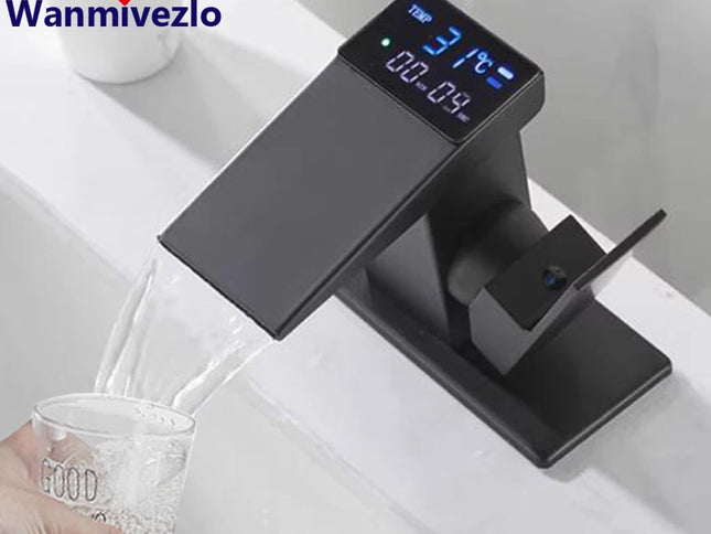 Robinet Inteligent cu Afișaj Digital LED – Mixer pentru Lavoar, Apă Caldă și Rece