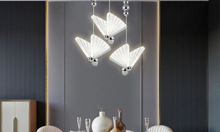 Lustră LED Fluture Nordic – Lampă Suspendată Modernă pentru Dormitor, Living și Bucătărie