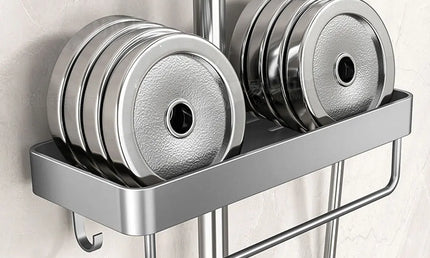 Raft Organizator din Aluminiu cu Suport pentru Prosoape – Fără Găurire