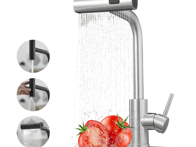Baterie Bucătărie Multifuncțională cu Duza Retractabilă – Mixer Apă Caldă și Rece, 360° Rotație