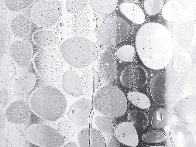 Perdea de Duș Impermeabilă Transparentă – Design Cobblestone, Material PEVA cu Cârlige Incluse