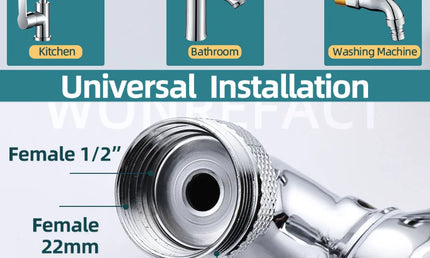 Extensor Robinet Universal Aurit – Conector Rotativ Antistropire pentru Lavoar