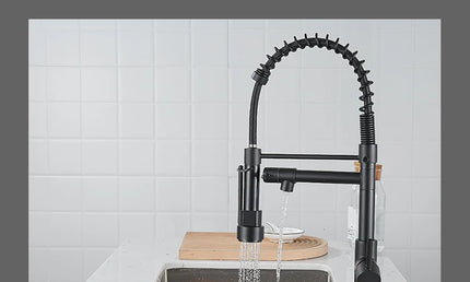 Baterie de bucătărie cu duș extractibil – design arc înalt, monocomandă